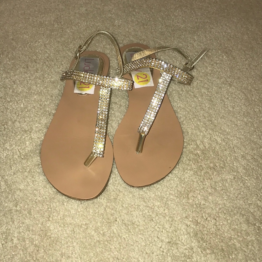 Gold Sparkly Sandals - Picture 2 of 2